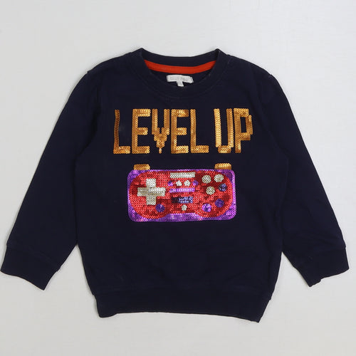 Blue Zoo Boys Blue Cotton Pullover Sweatshirt Size 3-4 Years Pullover - Level Up