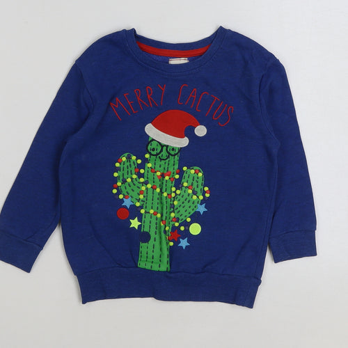George Boys Blue Cotton Pullover Sweatshirt Size 2-3 Years Pullover - Merry Cactus