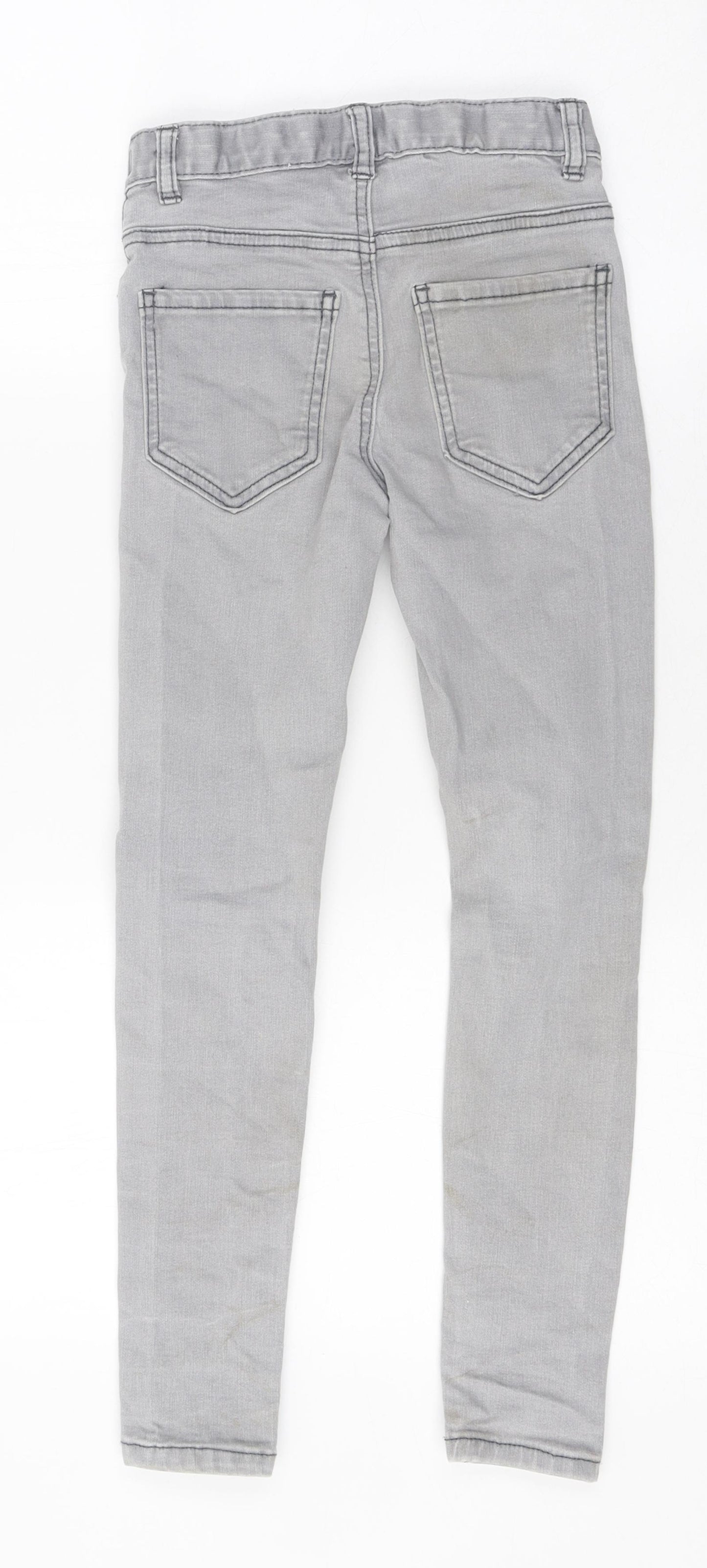 NEXT Girls Grey 100% Cotton Skinny Jeans Size 9 Years Regular Zip