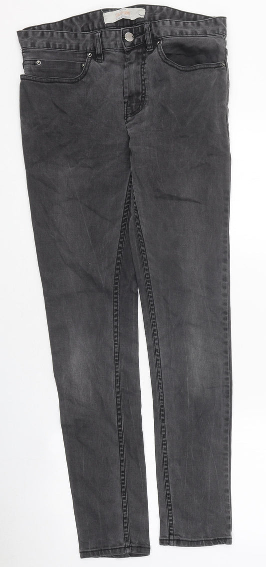 Topman Mens Grey Cotton Skinny Jeans Size 30 in L31 in Regular Zip