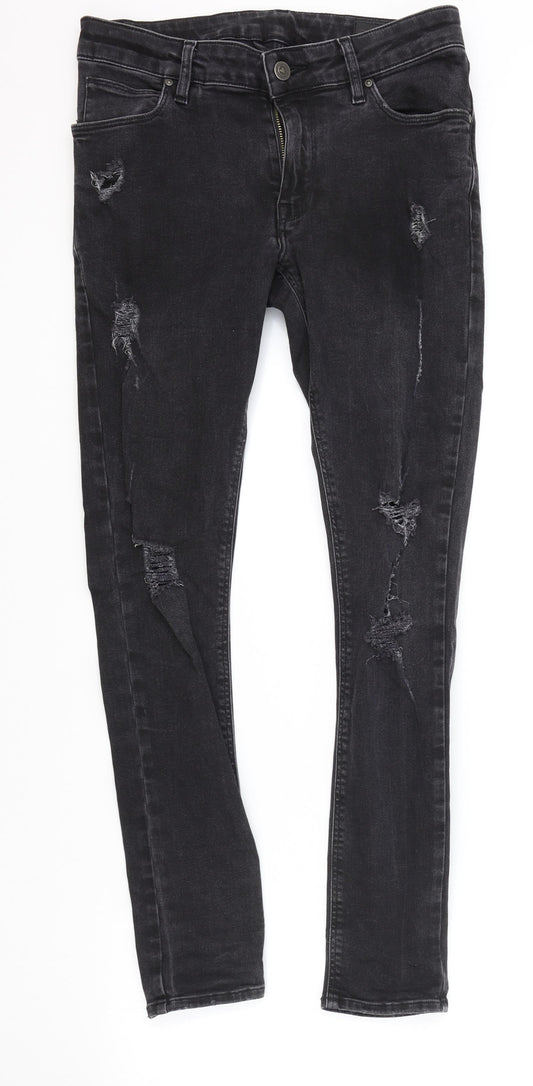 ASOS Mens Black Polyester Skinny Jeans Size 29 in L29 in Regular Zip