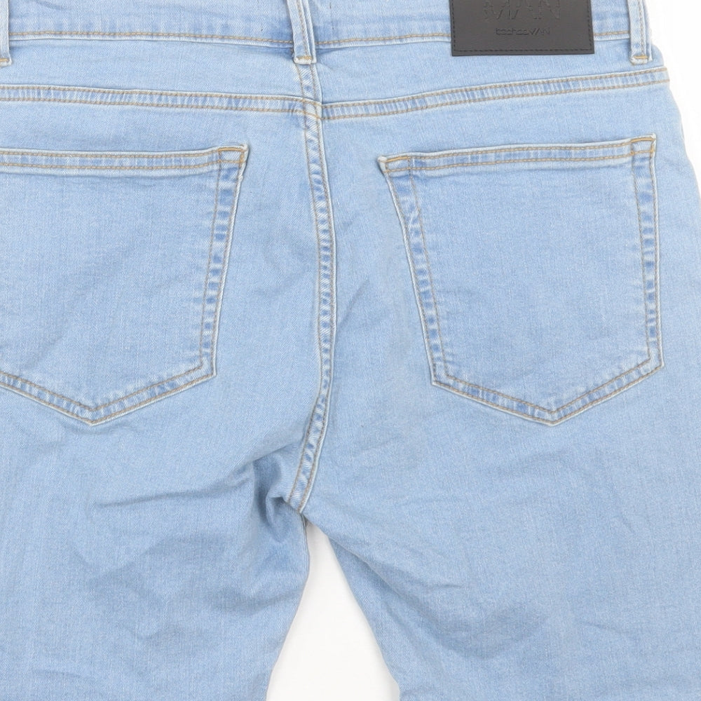 Boohoo Mens Blue Cotton Bermuda Shorts Size 32 in L8 in Regular Button