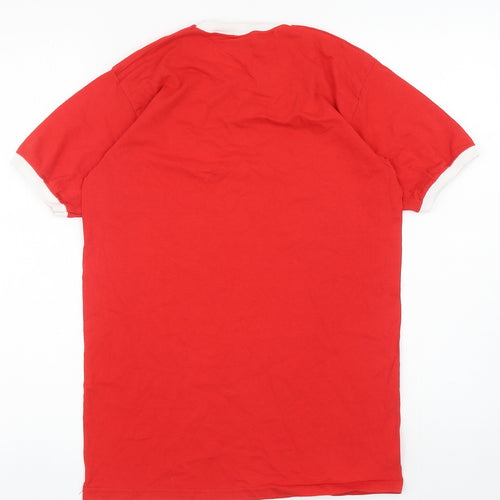 Fruit of the Loom Mens Red Cotton T-Shirt Size M Round Neck - Football Association of Wales