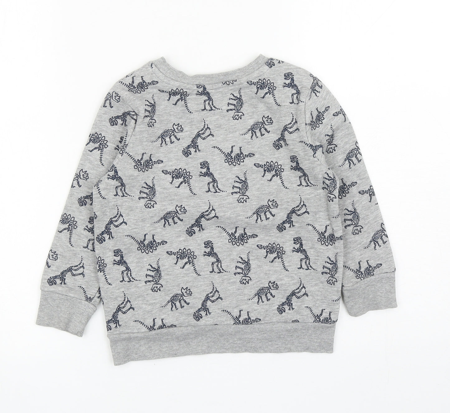 George Boys Grey Geometric Cotton Pullover Sweatshirt Size 2-3 Years Pullover - Dinosaur Skeletons