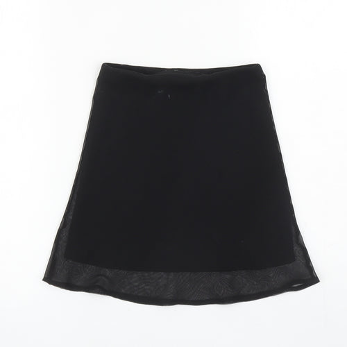Adams Girls Black Polyester A-Line Skirt Size 6 Years Regular Pull On