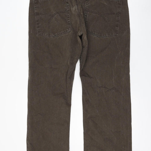NEXT Mens Brown Cotton Trousers Size 36 in L29 in Regular Zip