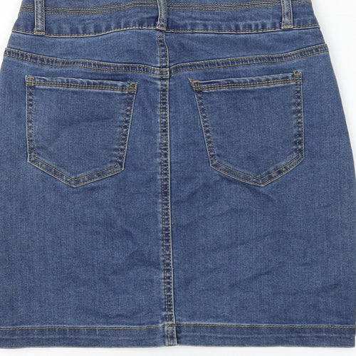 WAX JEAN Womens Blue Cotton A-Line Skirt Size 28 in Button