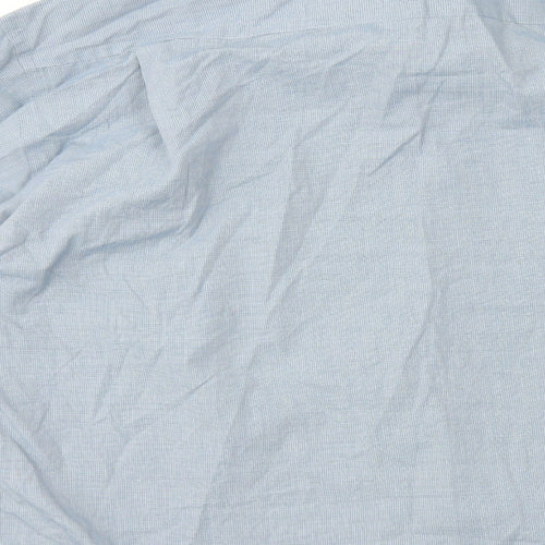 BHS Mens Blue Check Cotton Dress Shirt Size L Collared Button