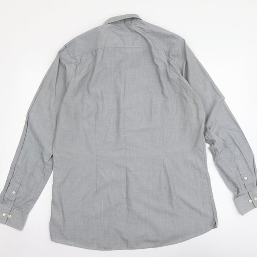 NEXT Mens Grey Cotton Button-Up Size 16.5 Collared Button