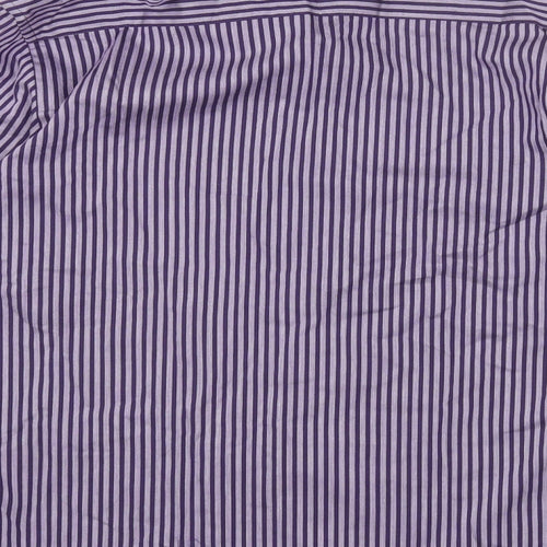 Thomas Nash Mens Purple Striped Cotton Button-Up Size S Collared Button
