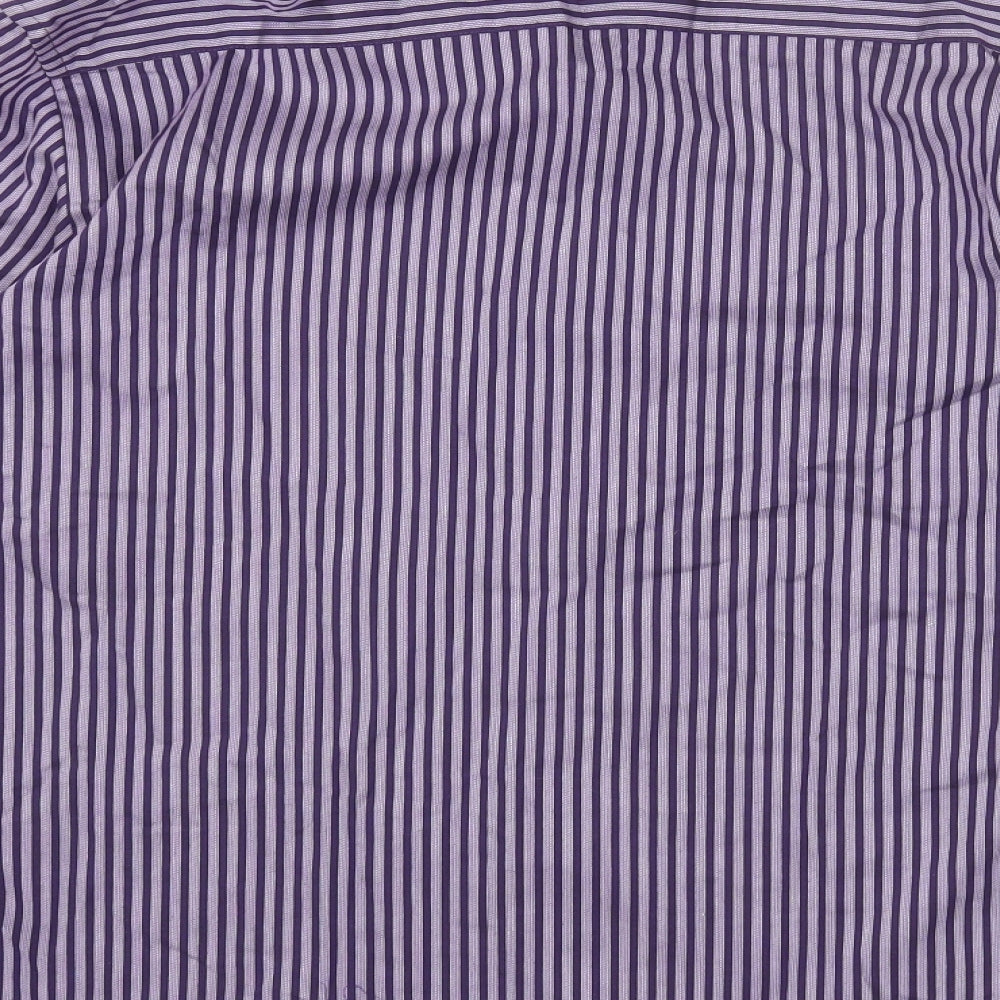 Thomas Nash Mens Purple Striped Cotton Button-Up Size S Collared Button
