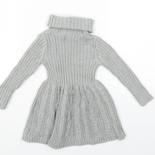 Rachel Zoe Girls Grey Acrylic Fit & Flare Size 9-12 Months Roll Neck Pullover