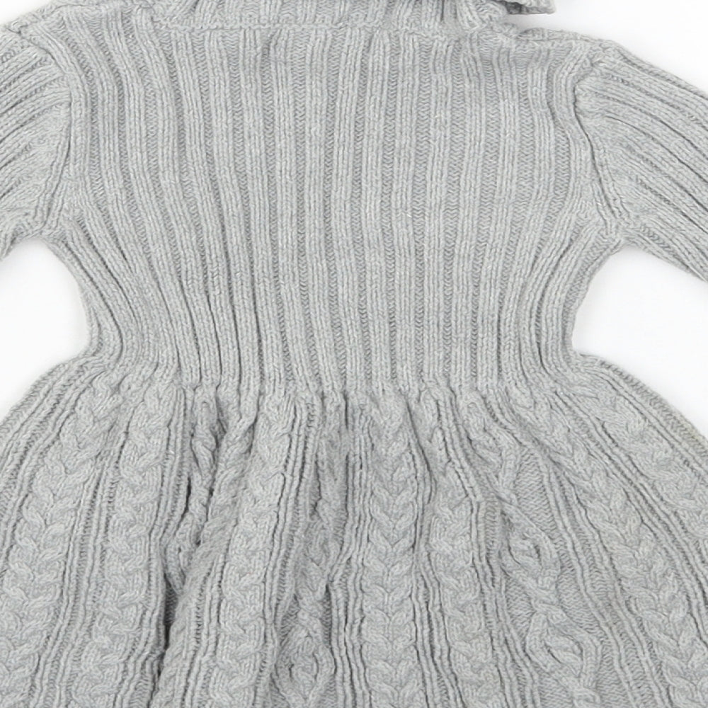 Rachel Zoe Girls Grey Acrylic Fit & Flare Size 9-12 Months Roll Neck Pullover