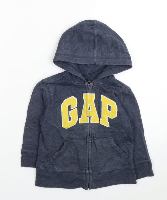 Gap Boys Blue Cotton Full Zip Hoodie Size 2 Years Zip