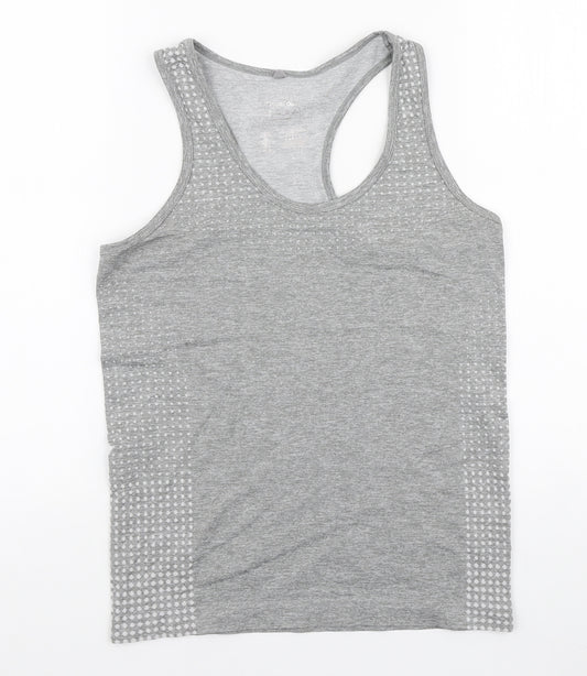 Work Out Womens Grey Polyester Basic Tank Size 10 Scoop Neck Pullover