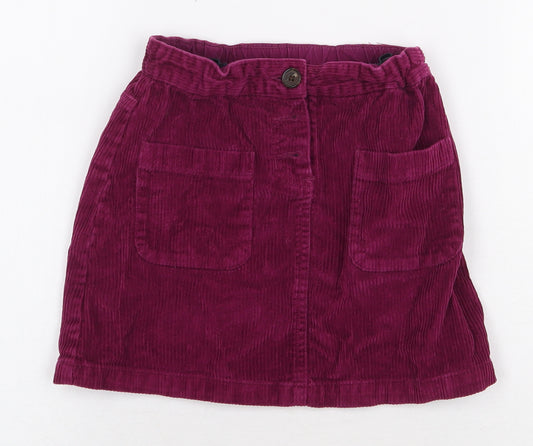 John Lewis Girls Purple 100% Cotton Mini Skirt Size 6 Years Regular Button