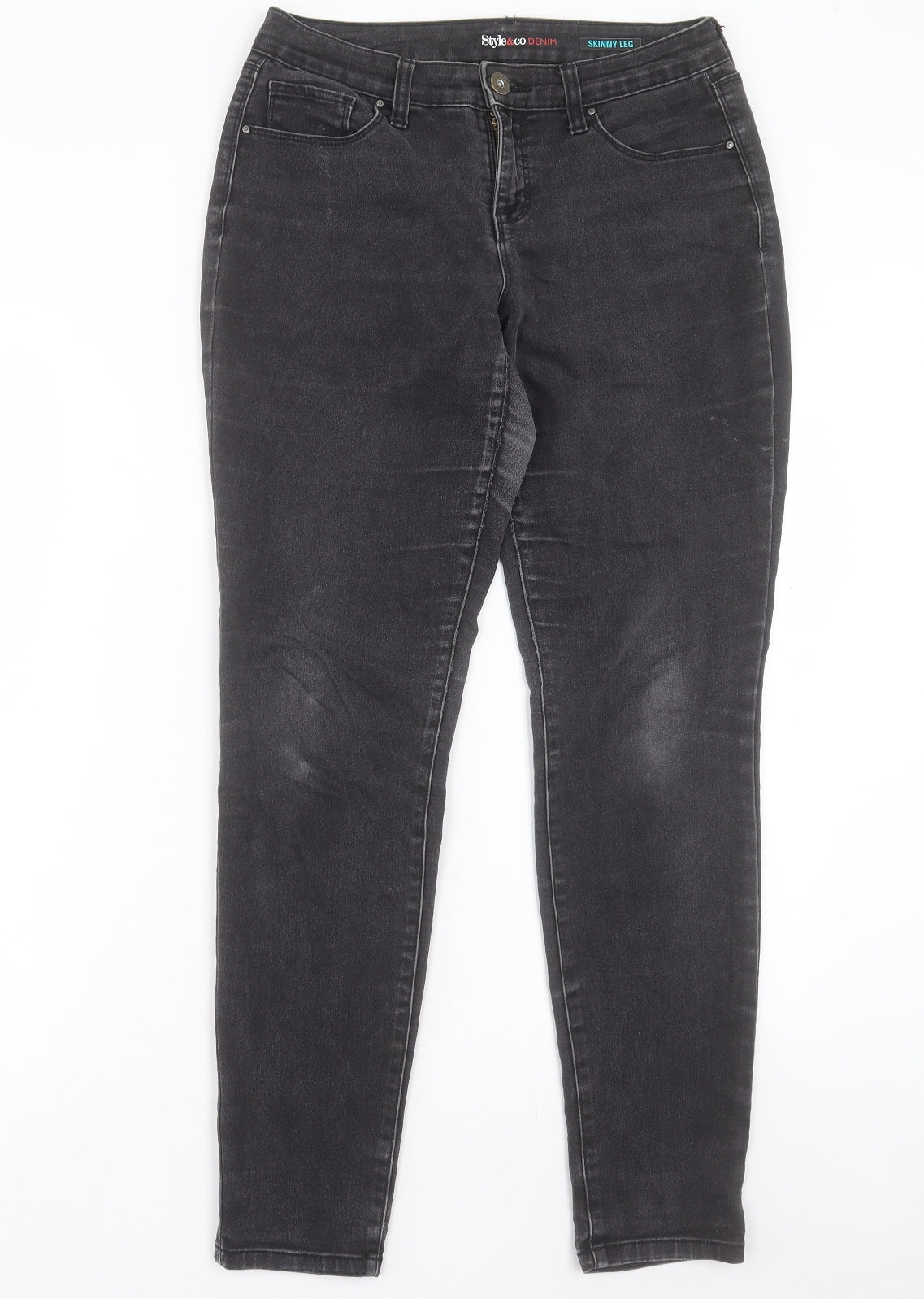 Style&co. Womens Black Cotton Skinny Jeans Size 30 in L30 in Regular Button