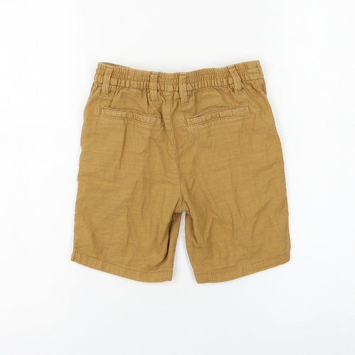 H&M Boys Brown Cotton Bermuda Shorts Size 5-6 Years Regular Drawstring