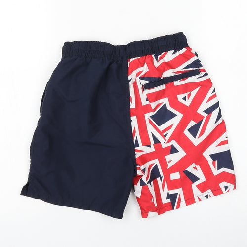 US Polo Assn. Boys Blue Geometric Polyester Sweat Shorts Size 12-13 Years Regular Drawstring - Union Jack Swimwear