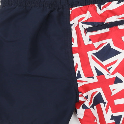 US Polo Assn. Boys Blue Geometric Polyester Sweat Shorts Size 12-13 Years Regular Drawstring - Union Jack Swimwear