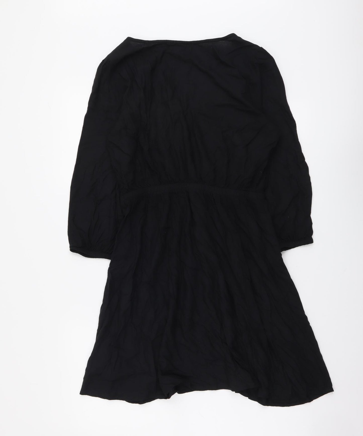 A&G Womens Black Viscose A-Line Size 8 V-Neck Pullover