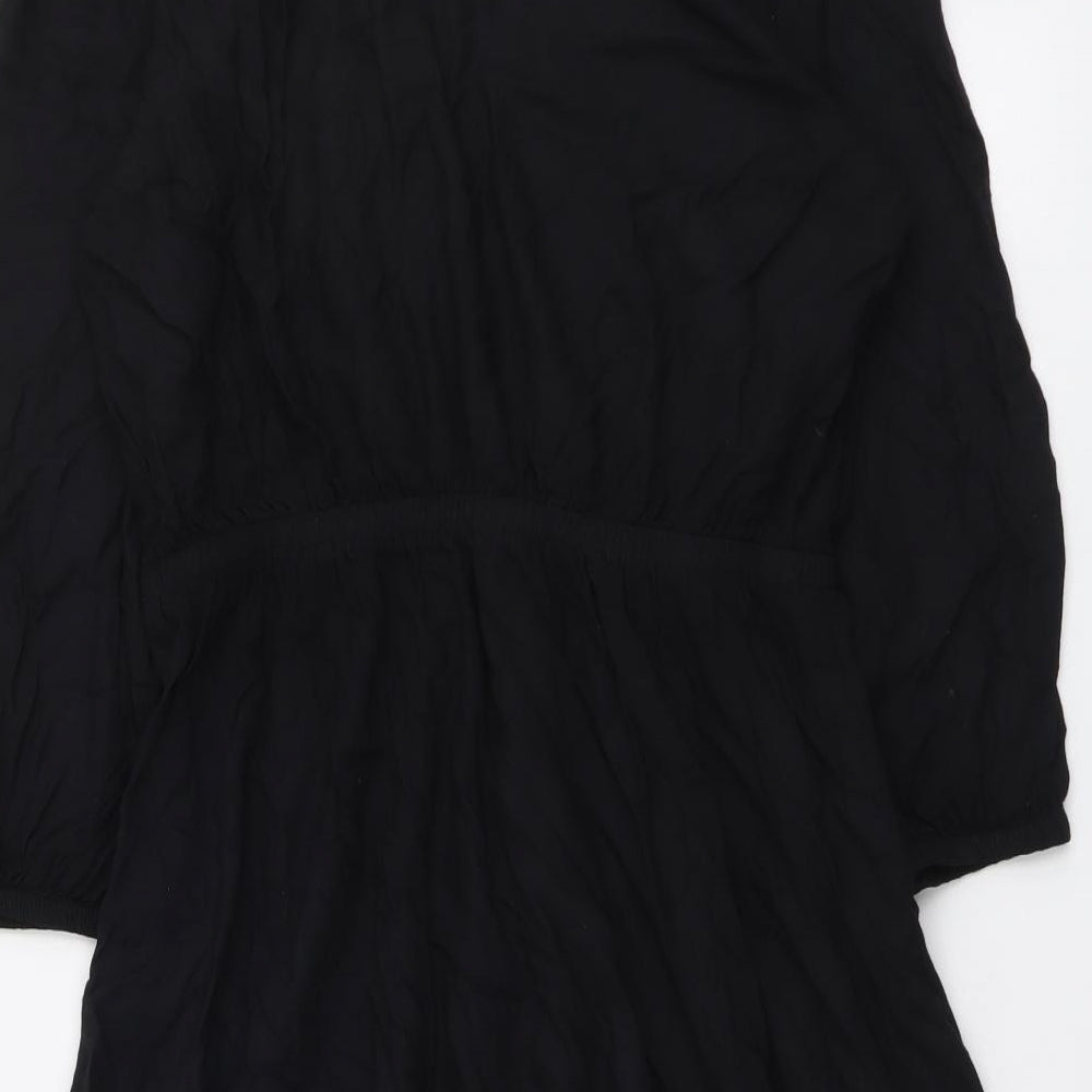 A&G Womens Black Viscose A-Line Size 8 V-Neck Pullover