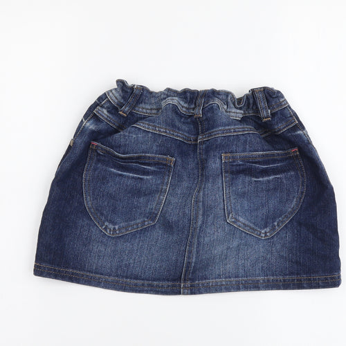 Marks and Spencer Girls Blue Cotton Mini Skirt Size 11-12 Years Regular Button