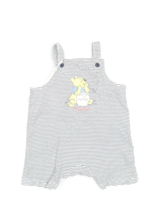 Nutmeg Baby Black Striped Cotton Dungaree One-Piece Size 6-9 Months Snap - Winnie The Pooh