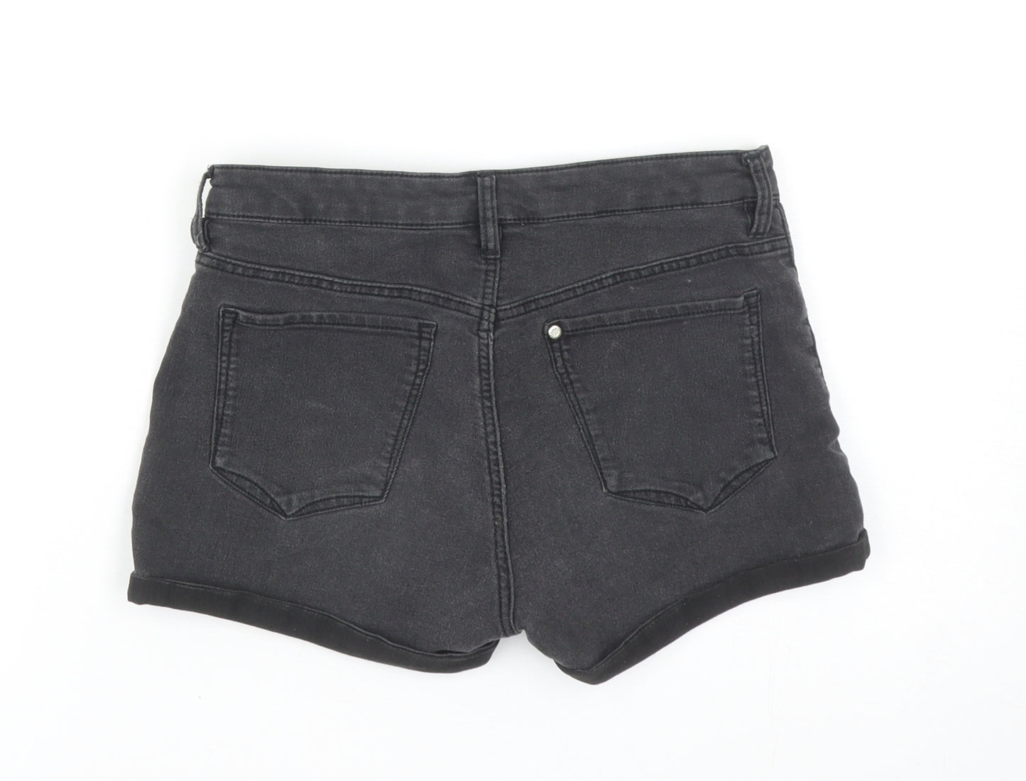 H&M Girls Black Cotton Hot Pants Shorts Size 12-13 Years L3 in Regular Zip
