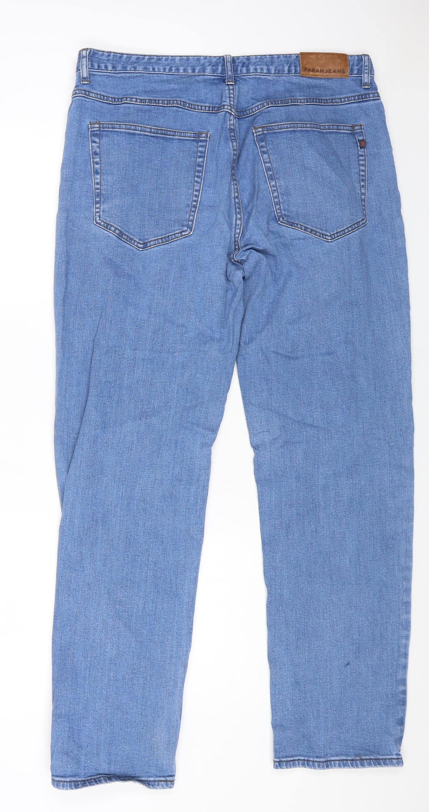 Farah Womens Blue Cotton Straight Jeans Size 38 in L30 in Regular Zip