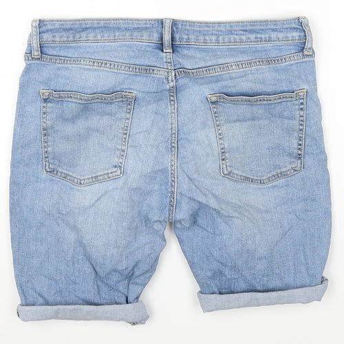 Topman Mens Blue Cotton Cargo Shorts Size 32 in L6 in Regular Zip