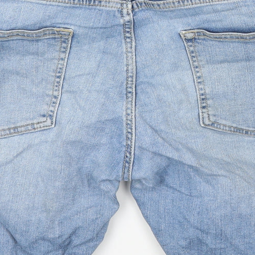 Topman Mens Blue Cotton Cargo Shorts Size 32 in L6 in Regular Zip