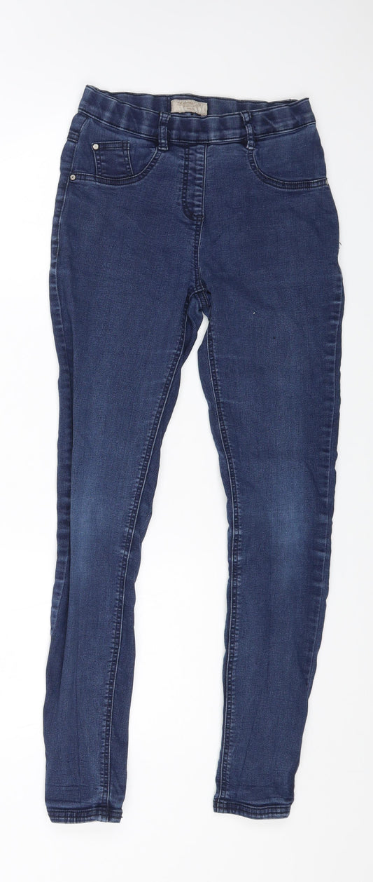 NEXT Girls Blue Cotton Straight Jeans Size 14 Years L25 in Regular Zip