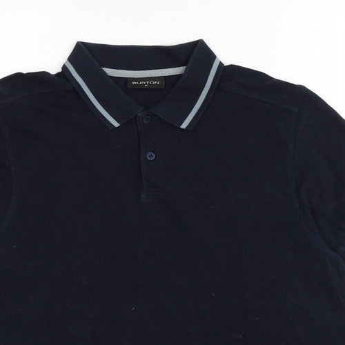 Burton Mens Blue Cotton Polo Size M Collared Pullover