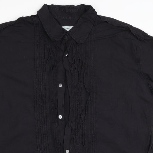 Farah Mens Black Cotton Button-Up Size L Collared Button