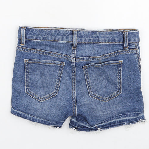 Gap Girls Blue Cotton Hot Pants Shorts Size 8 Years Regular Zip - Distressed hem