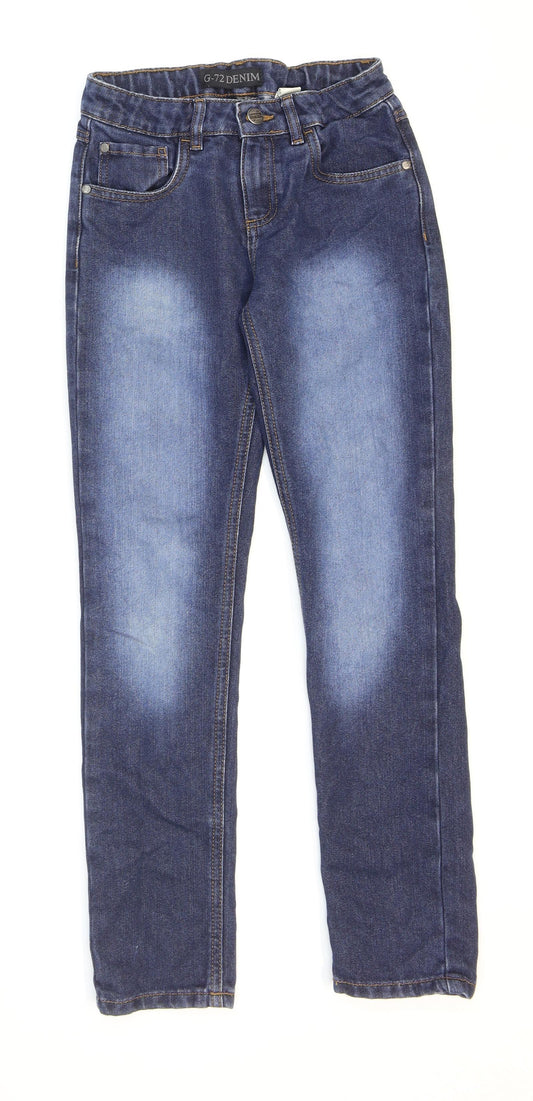 G-72 Denim Girls Blue Cotton Skinny Jeans Size 12-13 Years Regular Zip - Washed look