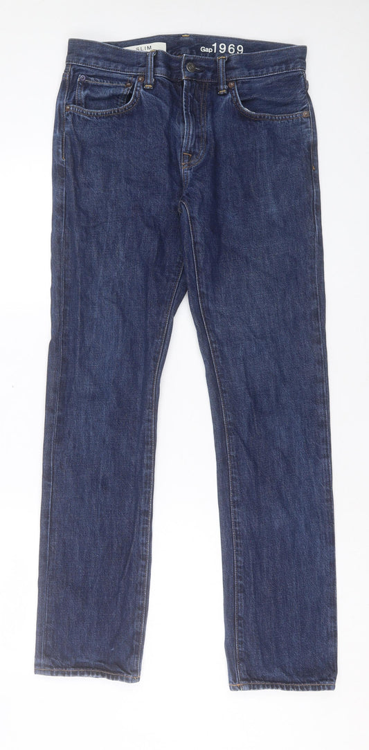 Gap Mens Blue Cotton Straight Jeans Size 29 in L32 in Regular Button