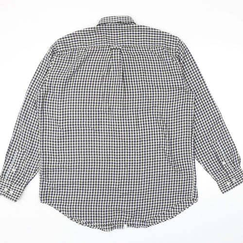 James Pringle Mens Multicoloured Check Polyester Button-Up Size L Collared Button
