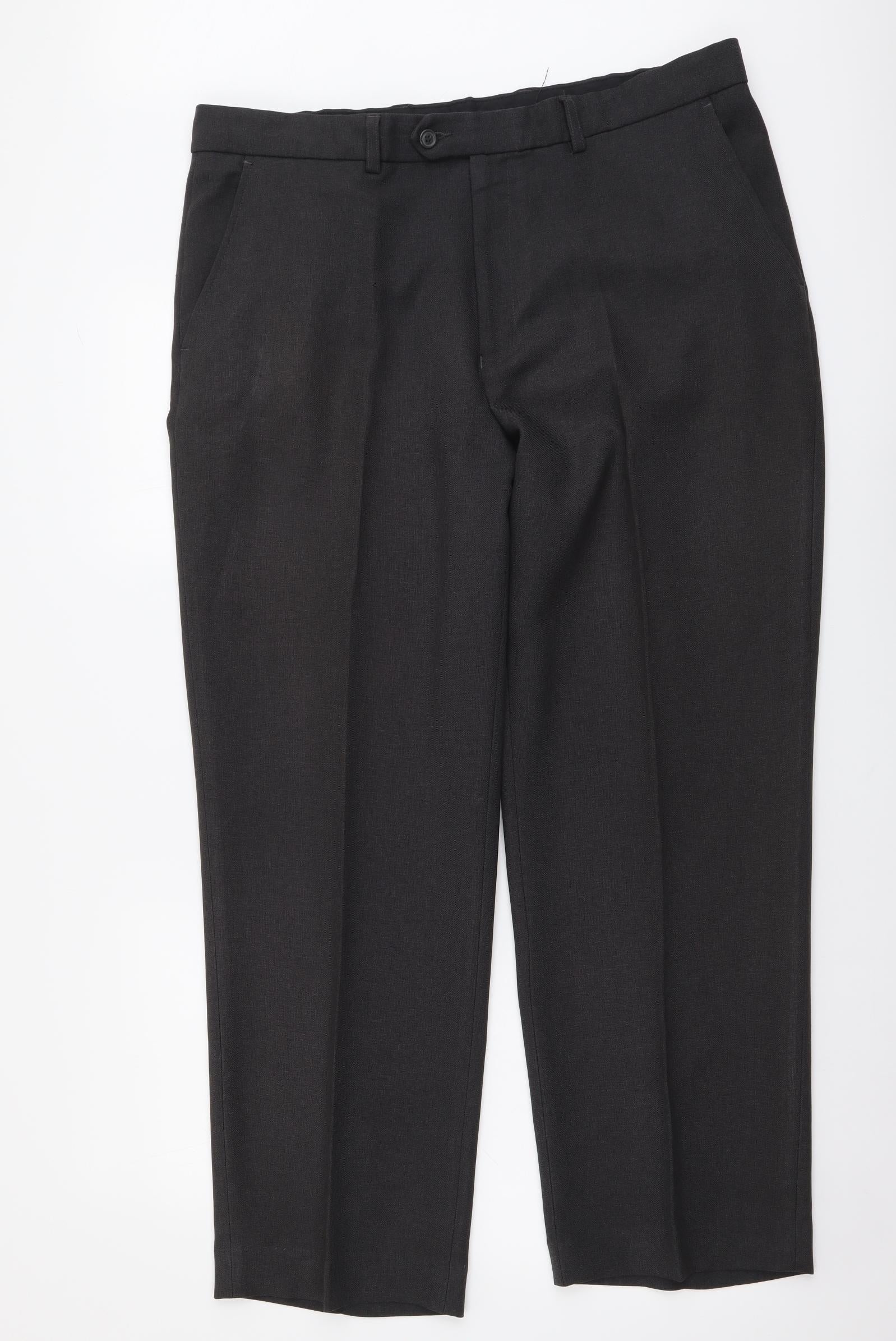 Navy Peached Slim Fit Cargo Trousers - Matalan