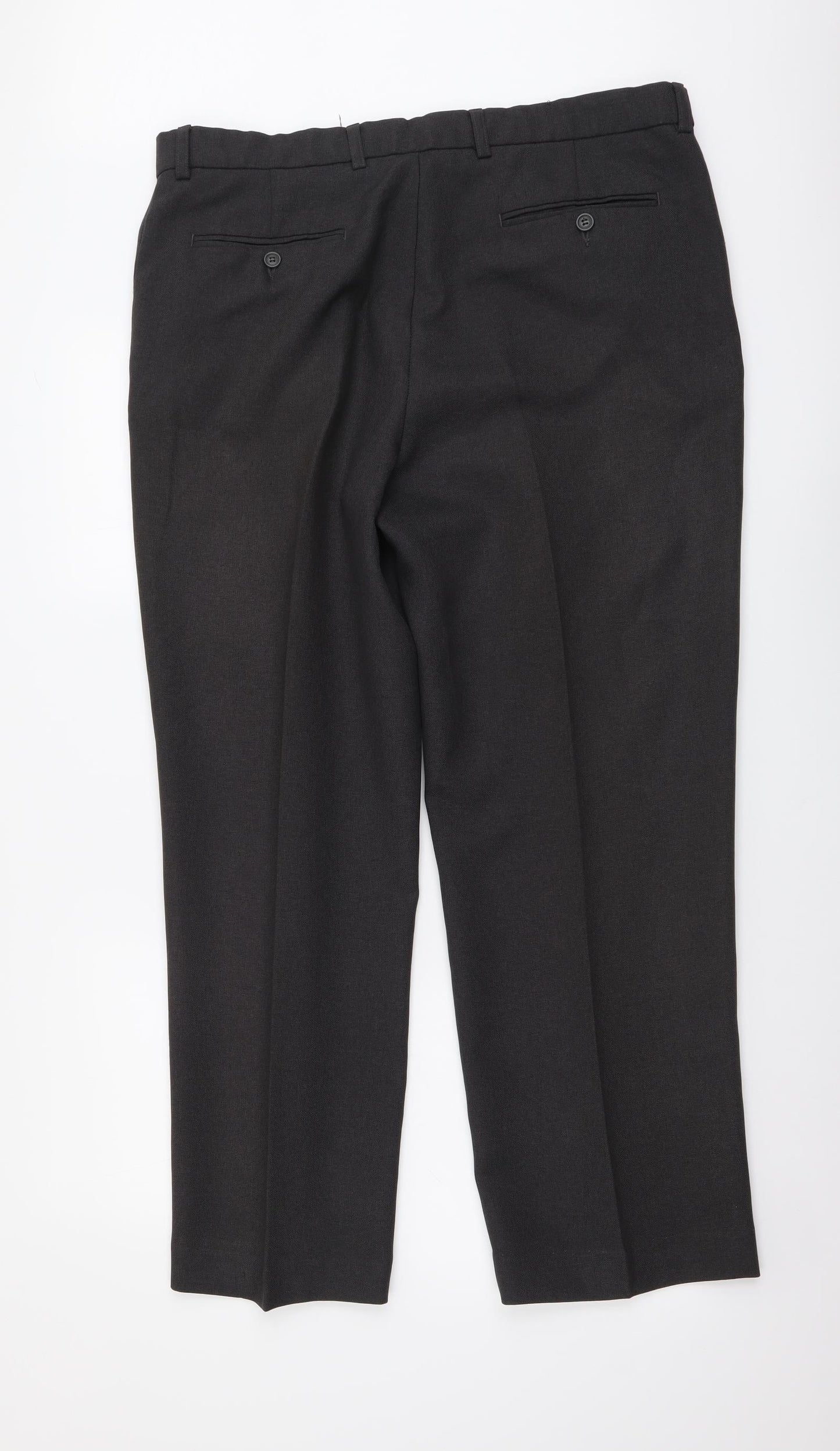Lincoln Mens Grey Polyester Trousers Size 38 in L29 in Regular Button
