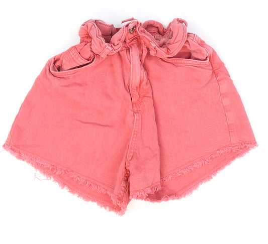 Zara Girls Pink 100% Cotton Hot Pants Shorts Size 13-14 Years Regular Zip