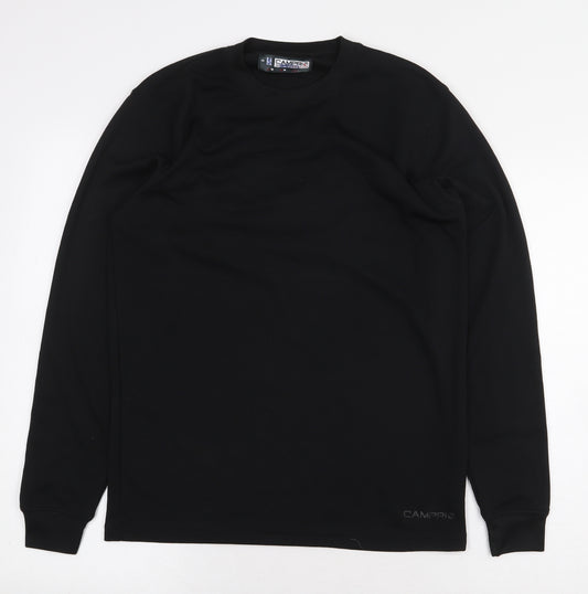 Campri Mens Black 100% Polyester Basic T-Shirt Size M Round Neck Pullover