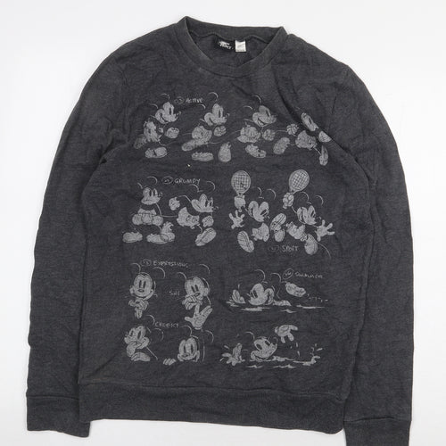 Topman Mens Grey Cotton Pullover Sweatshirt Size S - Mickey Mouse