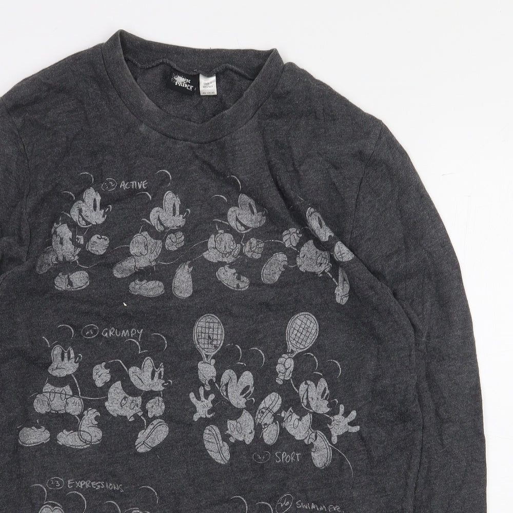 Topman Mens Grey Cotton Pullover Sweatshirt Size S - Mickey Mouse