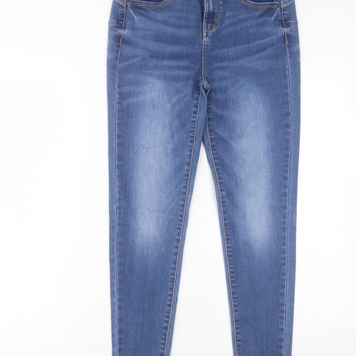 WAX JEAN Womens Blue Cotton Skinny Jeans Size M L27 in Regular Button