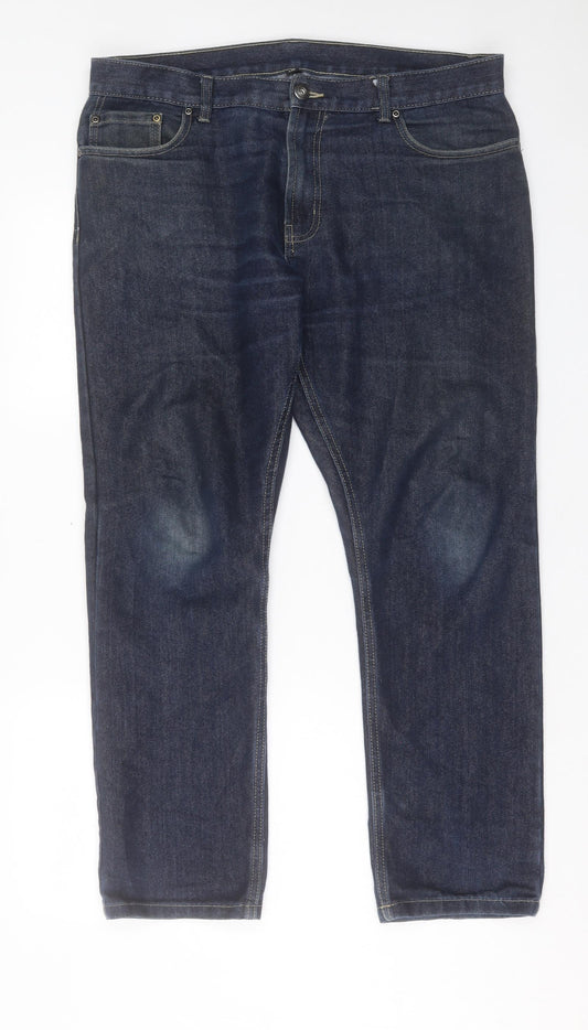 Denim & Co. Mens Blue Cotton Straight Jeans Size 36 in L30 in Regular Button