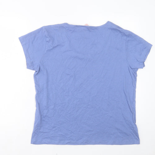 Board Angels Womens Blue Cotton Basic T-Shirt Size 18 Scoop Neck