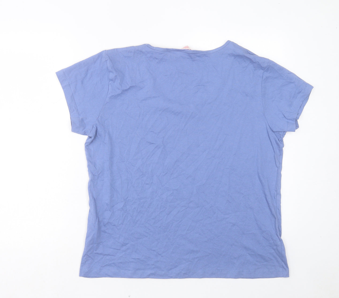 Board Angels Womens Blue Cotton Basic T-Shirt Size 18 Scoop Neck