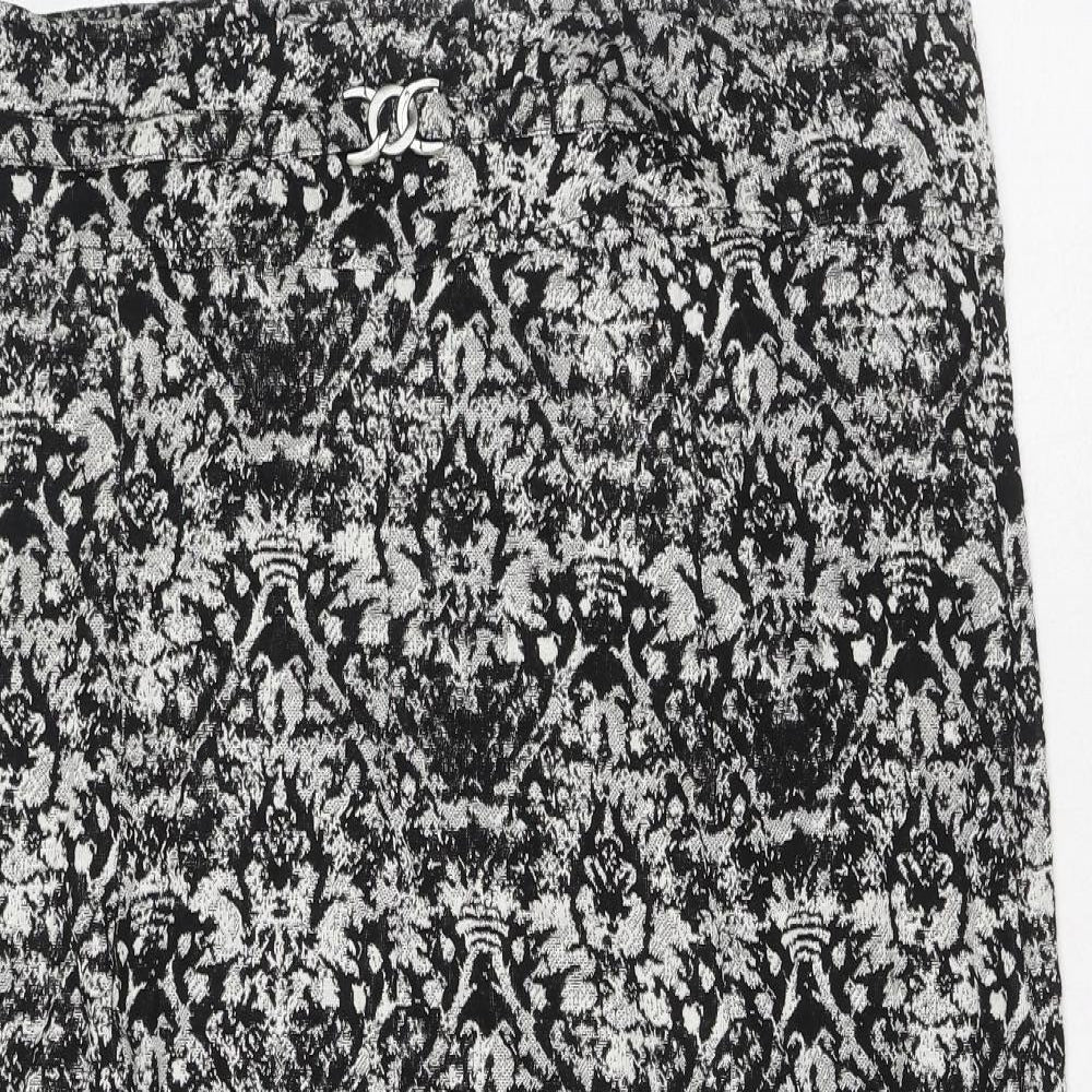 Steilmann Womens Black Geometric Polyester A-Line Skirt Size 18